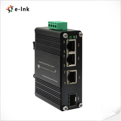 Solar-Powered Industrial PoE Switch 10/100/1000Mbps PoE 30W per Port with Wide Temp and 12~48VDC Voltage Booster DIN Rail