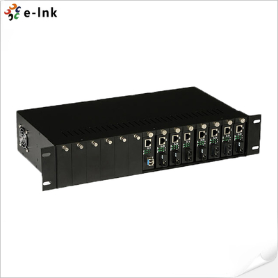 14-Slot 2U Media Converter Rack with Dual Power Supply Hot-Swap Support