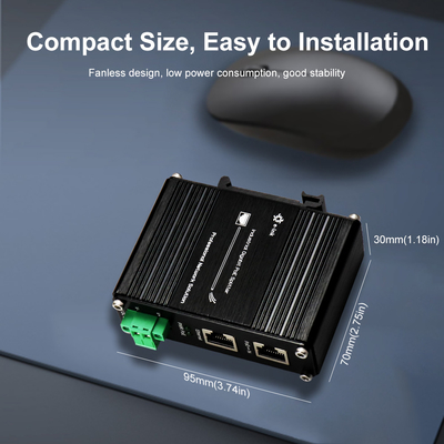 Industrial Gigabit 802.3bt PoE Splitter Din Rail Installation 10/100/1000M 12VDC 36w Output