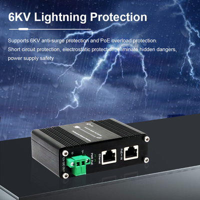 Industrial Gigabit 802.3bt PoE Splitter Din Rail Installation 10/100/1000M 12VDC 36w Output