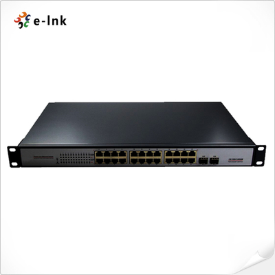 10/100/1000Mbps PoE-PSE Fiber to Copper Ethernet Switch 2 SFP + 24 PoE