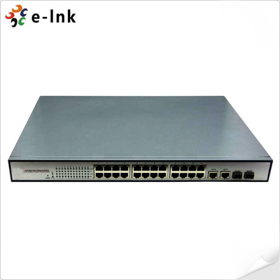 10/100/1000Mbps PoE-PSE Fiber to Copper Ethernet Switch 2 SFP + 24 PoE