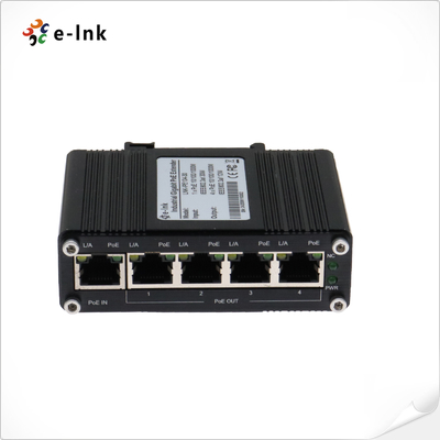 Industrial 1-Port PoE+ to 4-Port Gigabit Extender 30W IP40 DIN-Rail