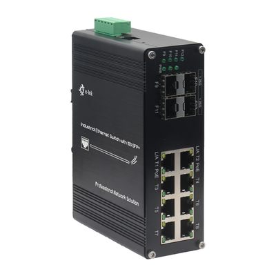 Industrial 8-Port PoE+ Gigabit Switch 4 SFP Ports Hardened for Harsh Environments
