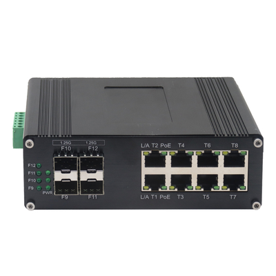 Industrial 8-Port PoE+ Gigabit Switch 4 SFP Ports Hardened for Harsh Environments