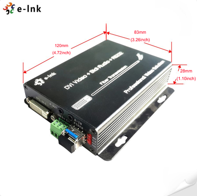 DVI Fiber Extender with RS232 Bi-Directional Audio 1080P up to 20km