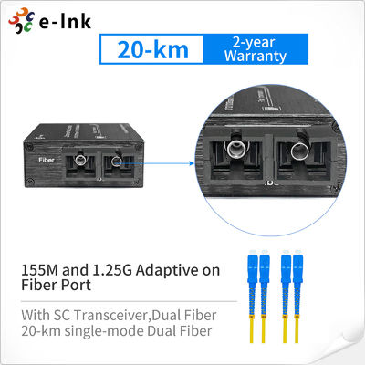 MDI 100/1000Base-Fx Fiber Ethernet Media Converter 20km