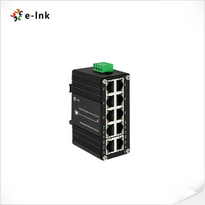 Industriële 10-poorts Gigabit PoE Switch, 8 PoE+ poorten, 240W totaal budget, breed voltage 12-48VDC, IP40 metalen behuizing, -40℃ tot 80℃ bedrijfstemperatuur