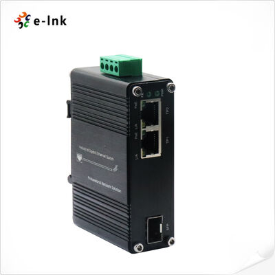 2-poort Industrial PoE+ Media Converter met 10G Fiber Solar Voltage Booster Ondersteunt 12-48V Input Levert 60W PoE+ Power voor veeleisende netwerken